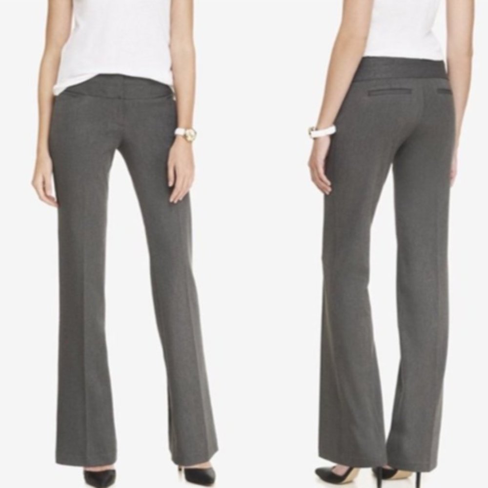 Express Editor Pants Gray Wide Waistband Flare Leg Size 6S